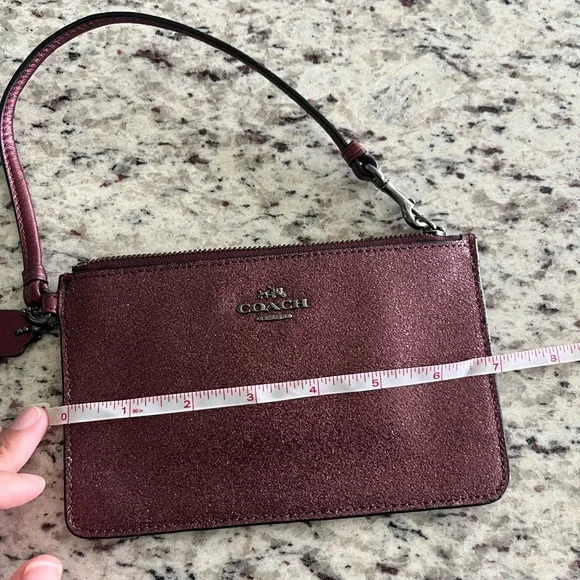 Metallic Cherry Coach Wristlet Wallet with Logo Bag Chain Strap - Picture 8 of 9